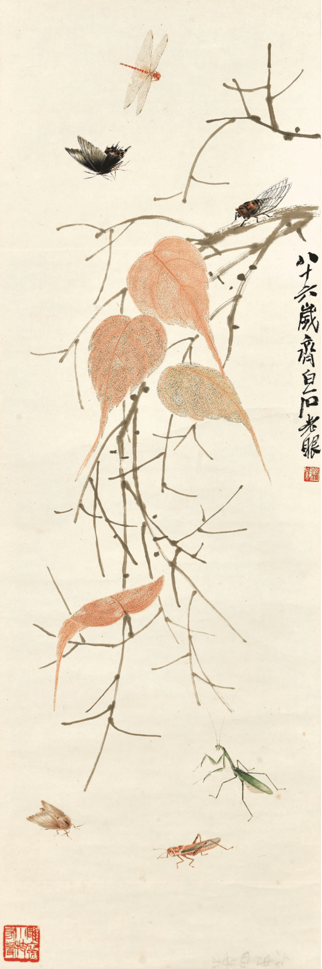 Qi Baishi, Insects and Leaves,&nbsp;1946